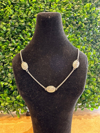 SILVER NECKLACE WITH OVAL ACCENTS - Double K Boutique, LLC