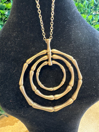 Gold Bamboo Circle Pendant