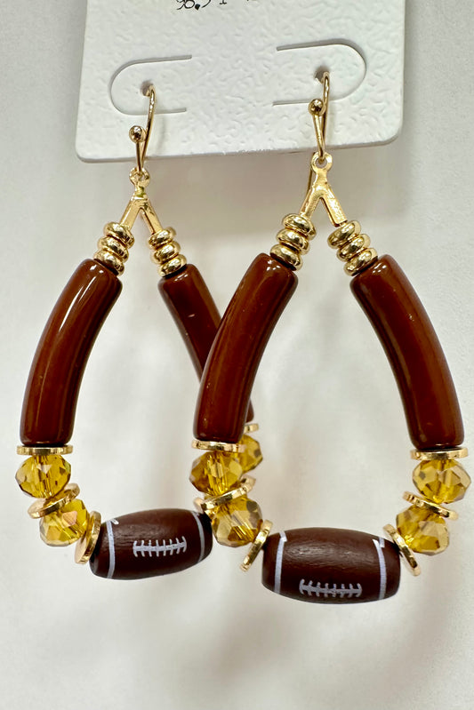 Football Beaded Hoop Earings