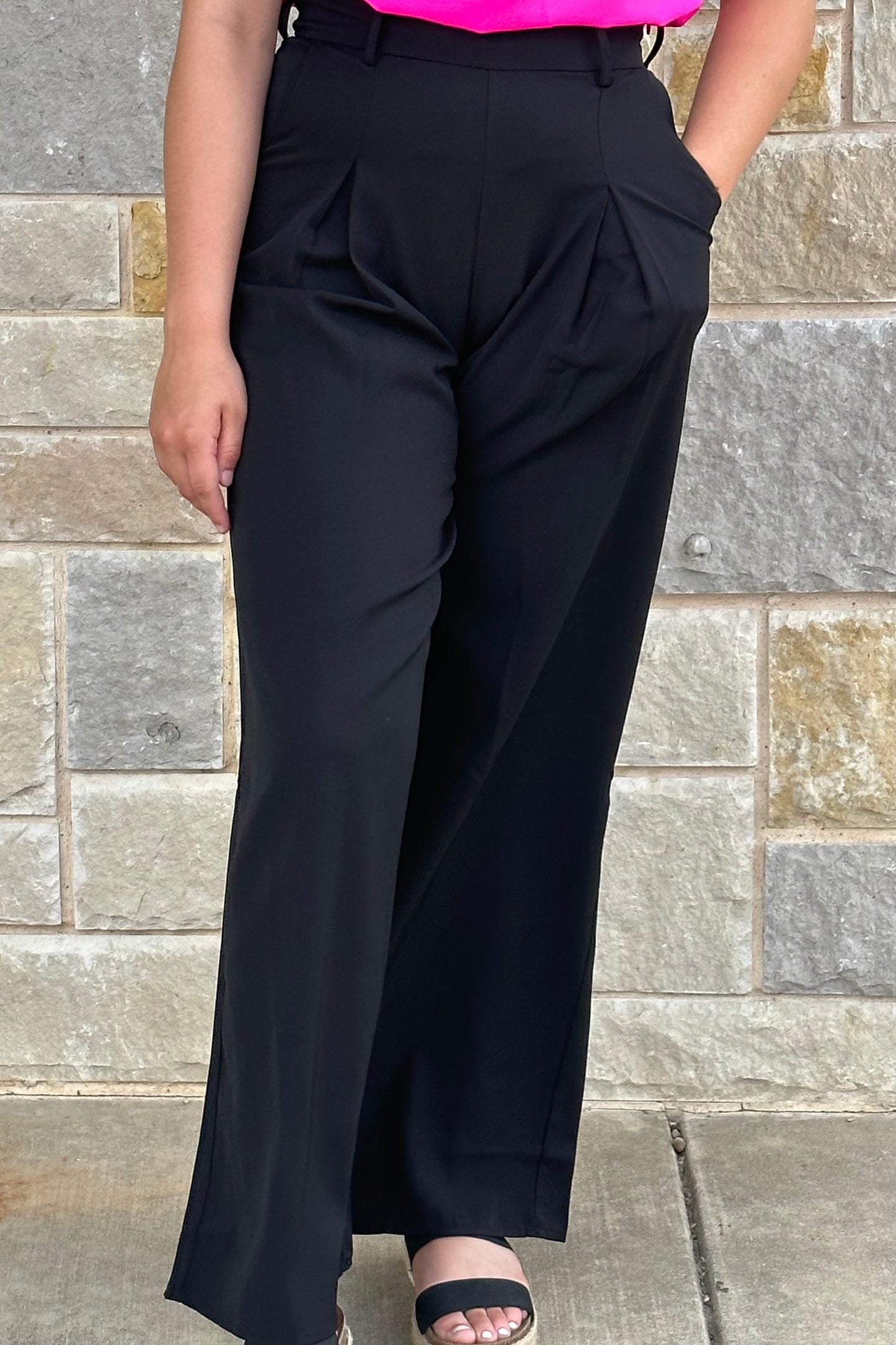 Pleated Wide-Leg Trousers