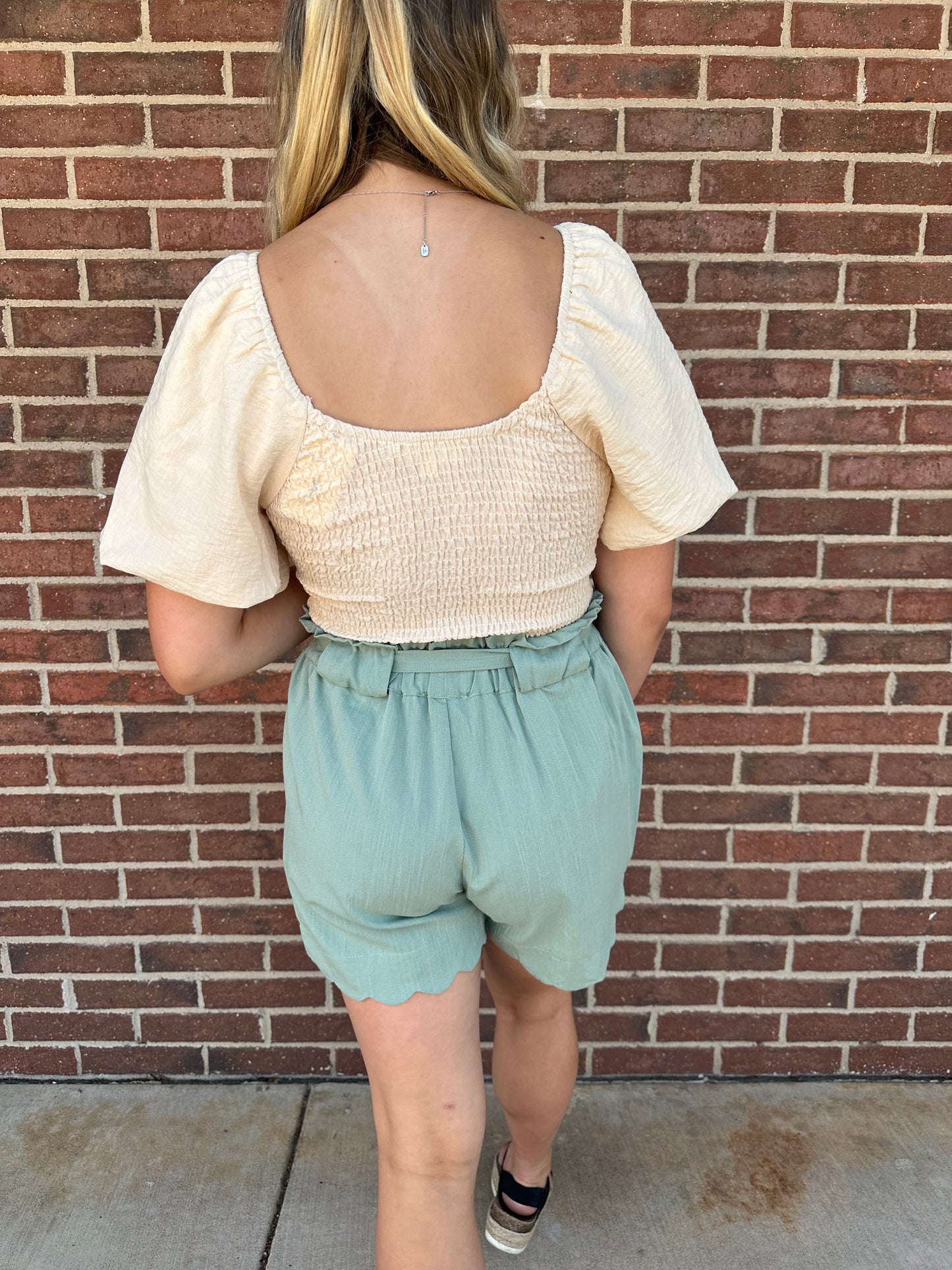 WOVEN SHORT SLEEVE BODYSUIT