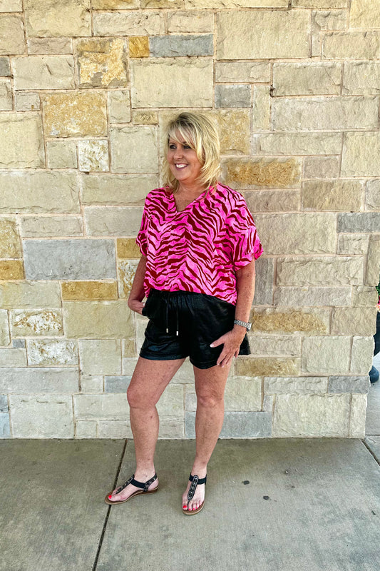 Jodifl Red Hot Pink Zebra Blouse