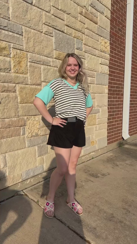 Waffle V-Neck Top