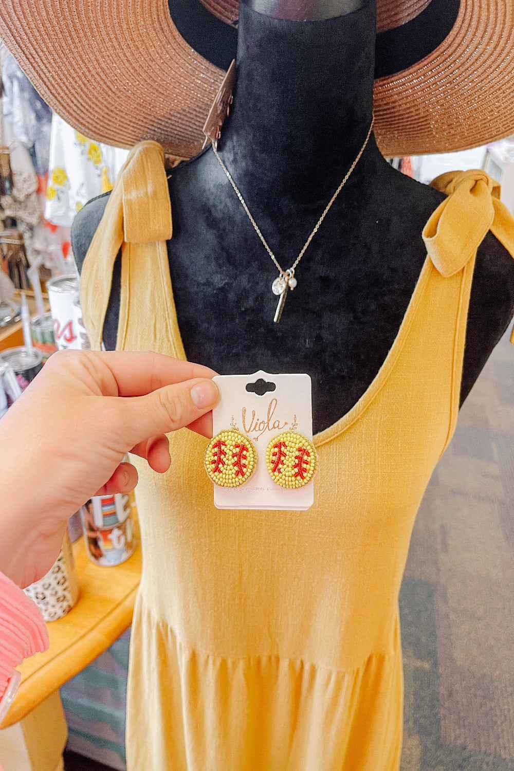 Beaded baseball earings