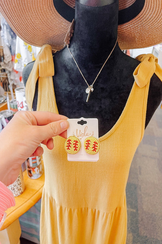 Beaded baseball earings