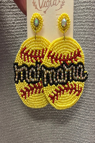 Mama Baseball Earings