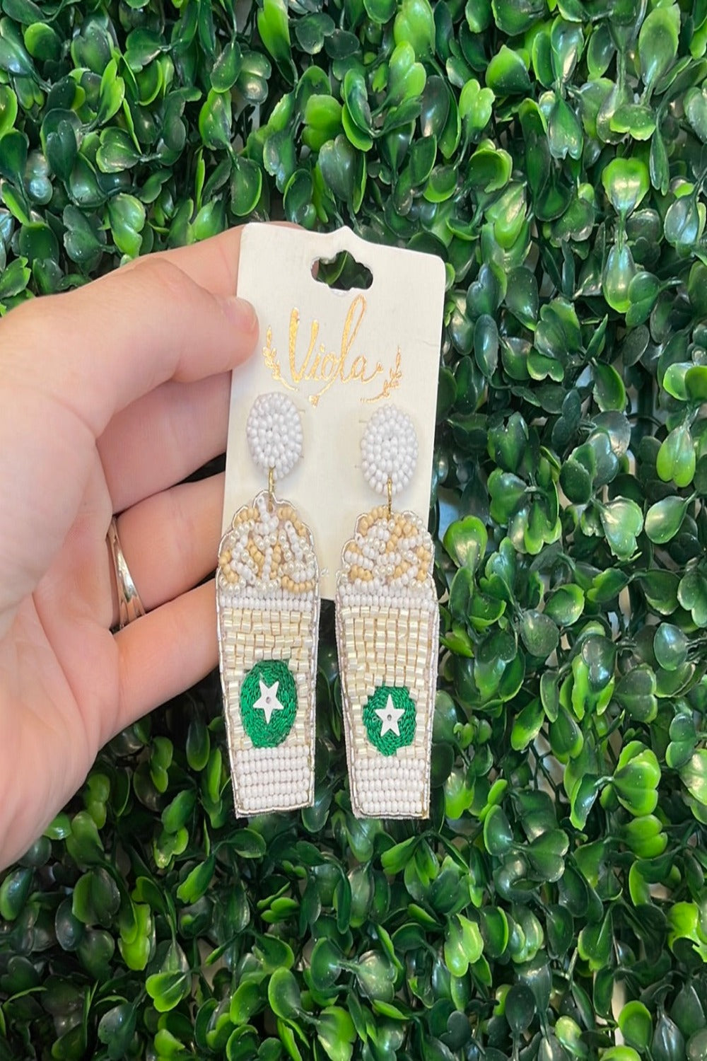 Starbucks Beaded Earrings