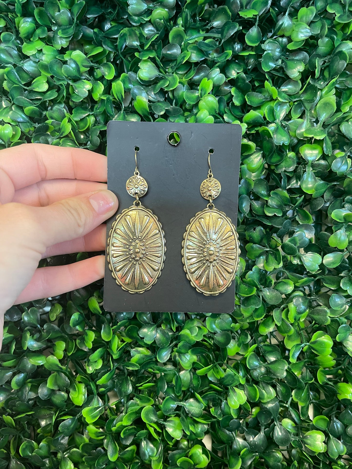 Gold Metal Concho Earings